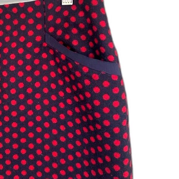 TALBOTS polka dot Pencil Skirt Red navy blue wool blend preppy cute sz  8 EUC - Picture 1 of 14